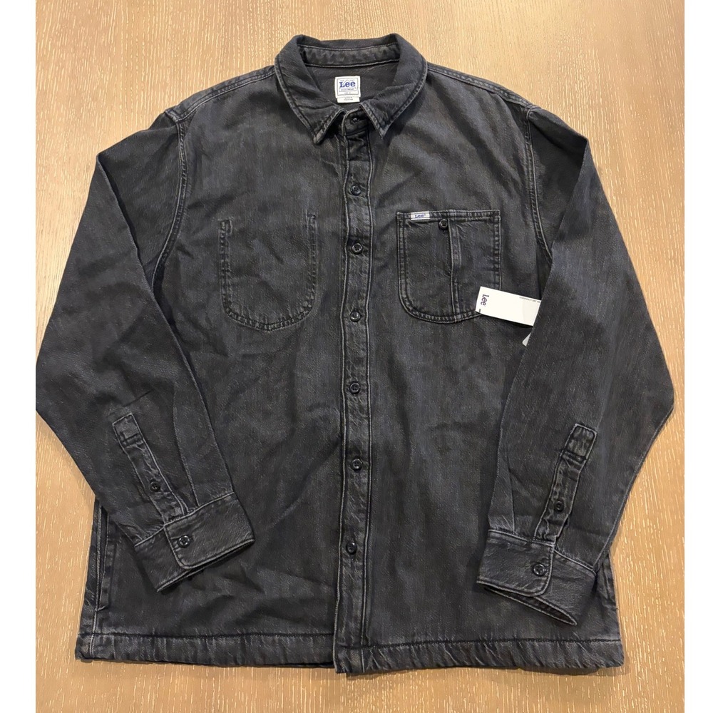 Lee Workwear Denim Overshirt Shirt Jacket XL NWT Black Button Front Utility